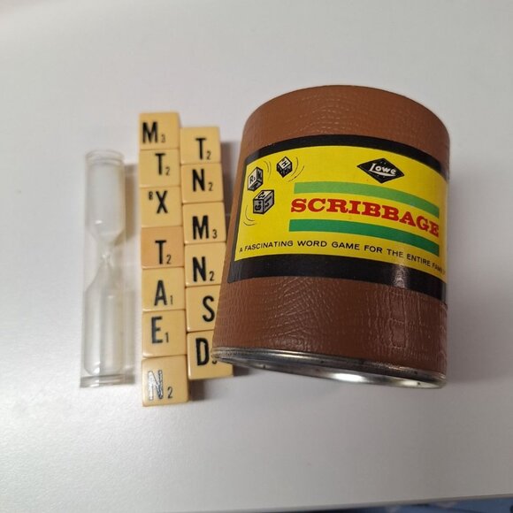 Vintage Lowe Scribbage Word Game With Dice & Timer - Picture 3 of 6